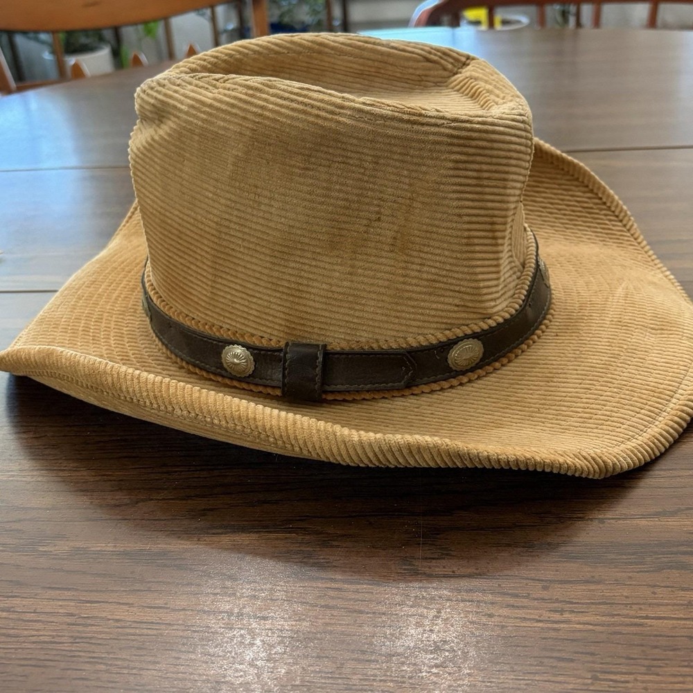 Vintage 70s Resistol Stagecoach Corduroy Western Cowboy Hat Tan Size 7 1/8